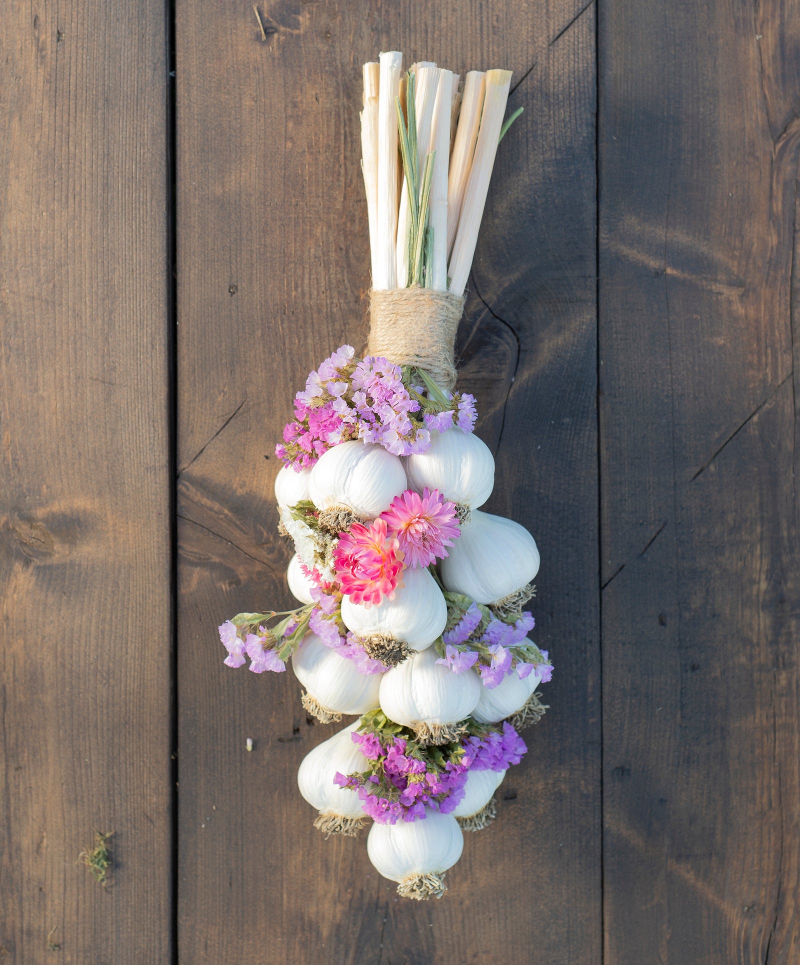 Garlic Braid with Dried Flowers