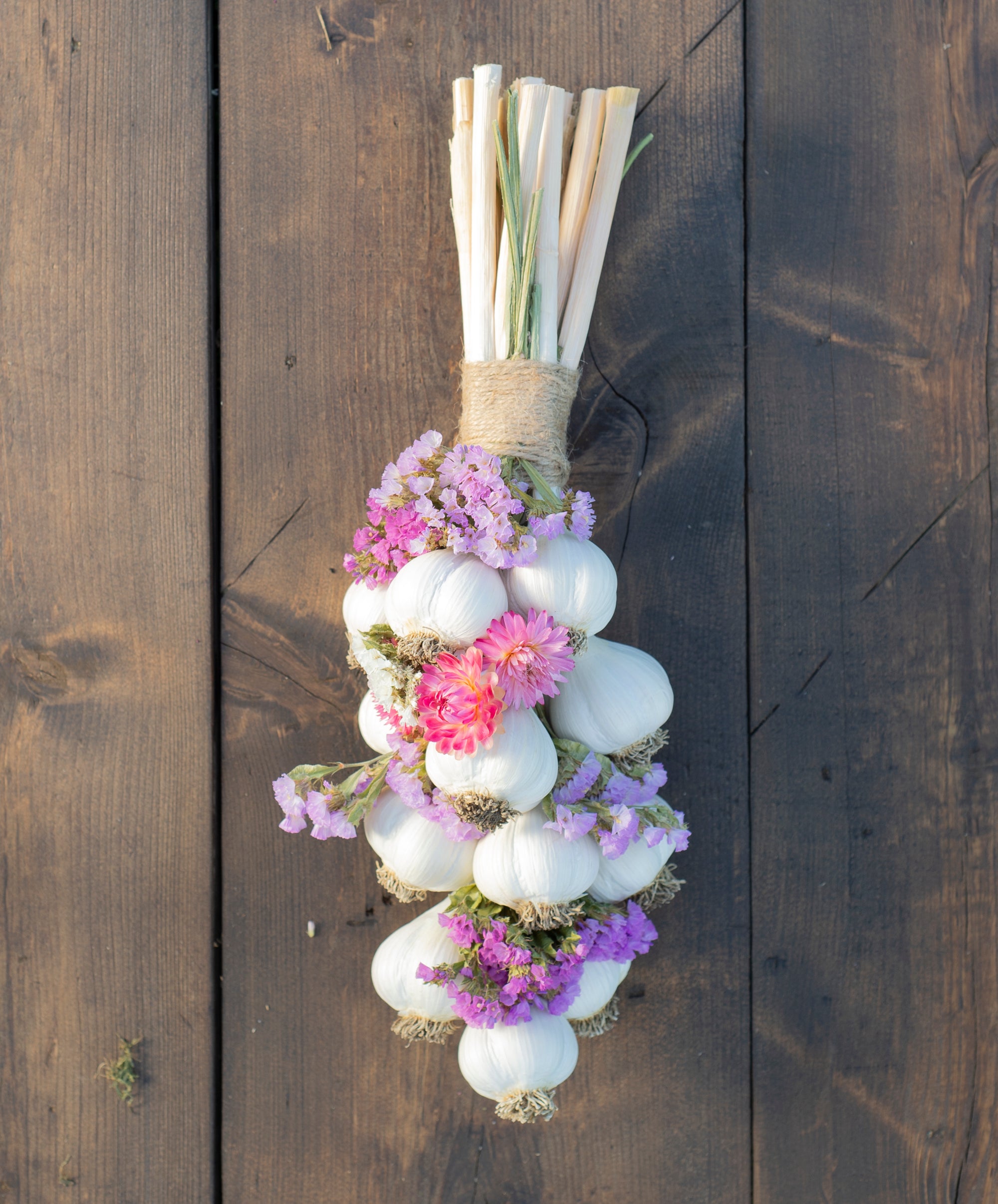 Garlic Braid with Dried Flowers