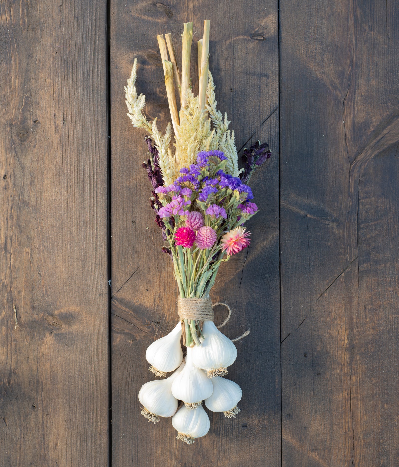 Garlic Braid with Dried Flowers