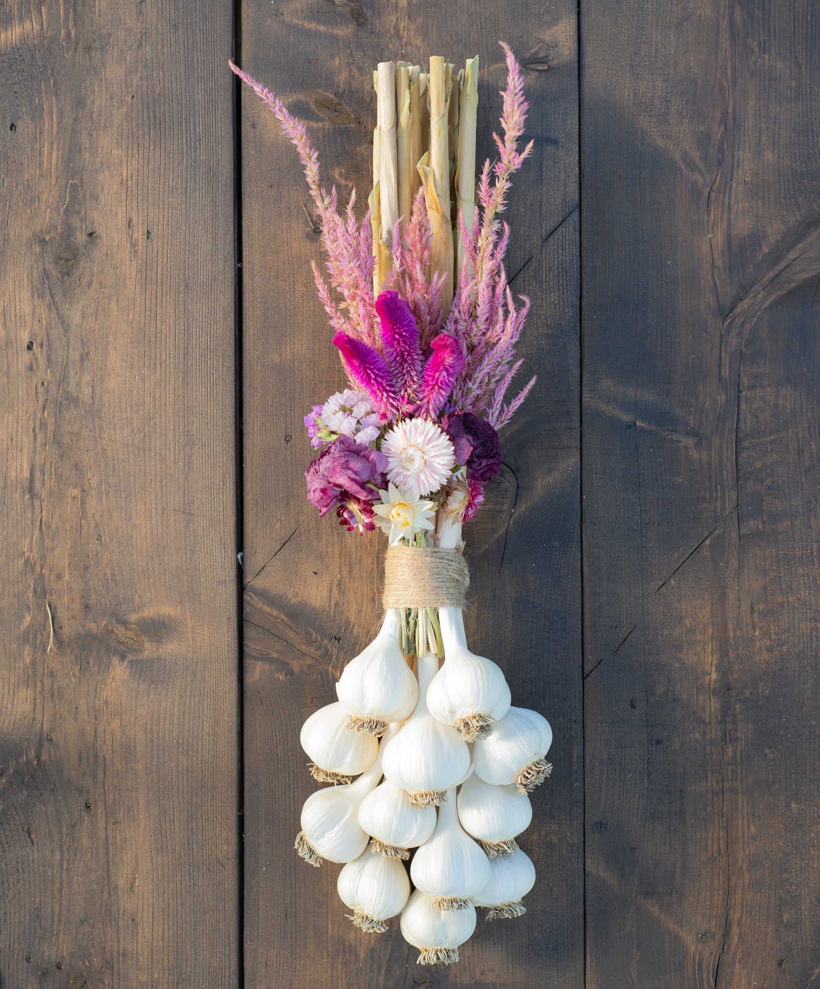 Garlic Braid with Dried Flowers