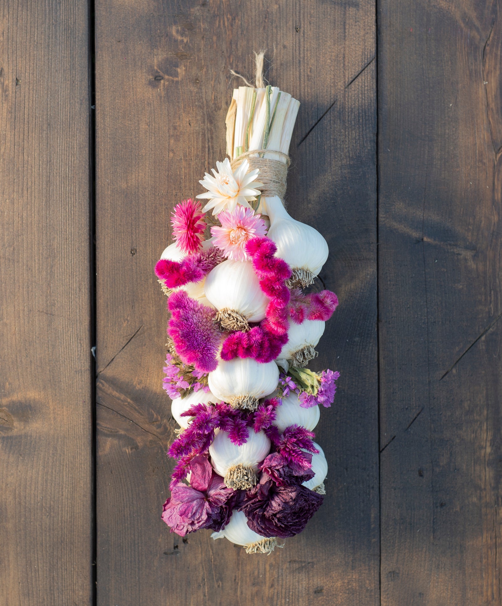 Garlic Braid with Dried Flowers