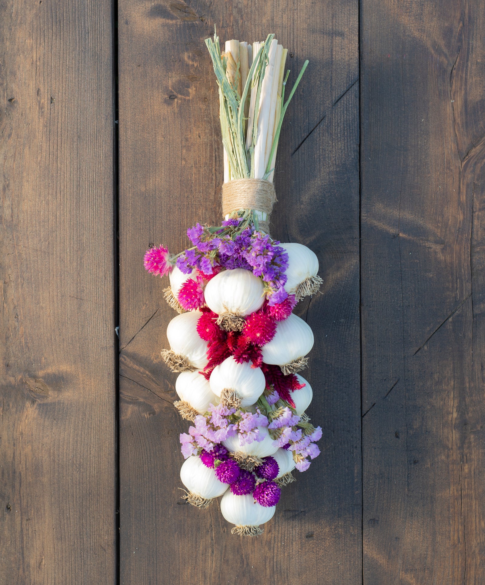 Garlic Braid with Dried Flowers