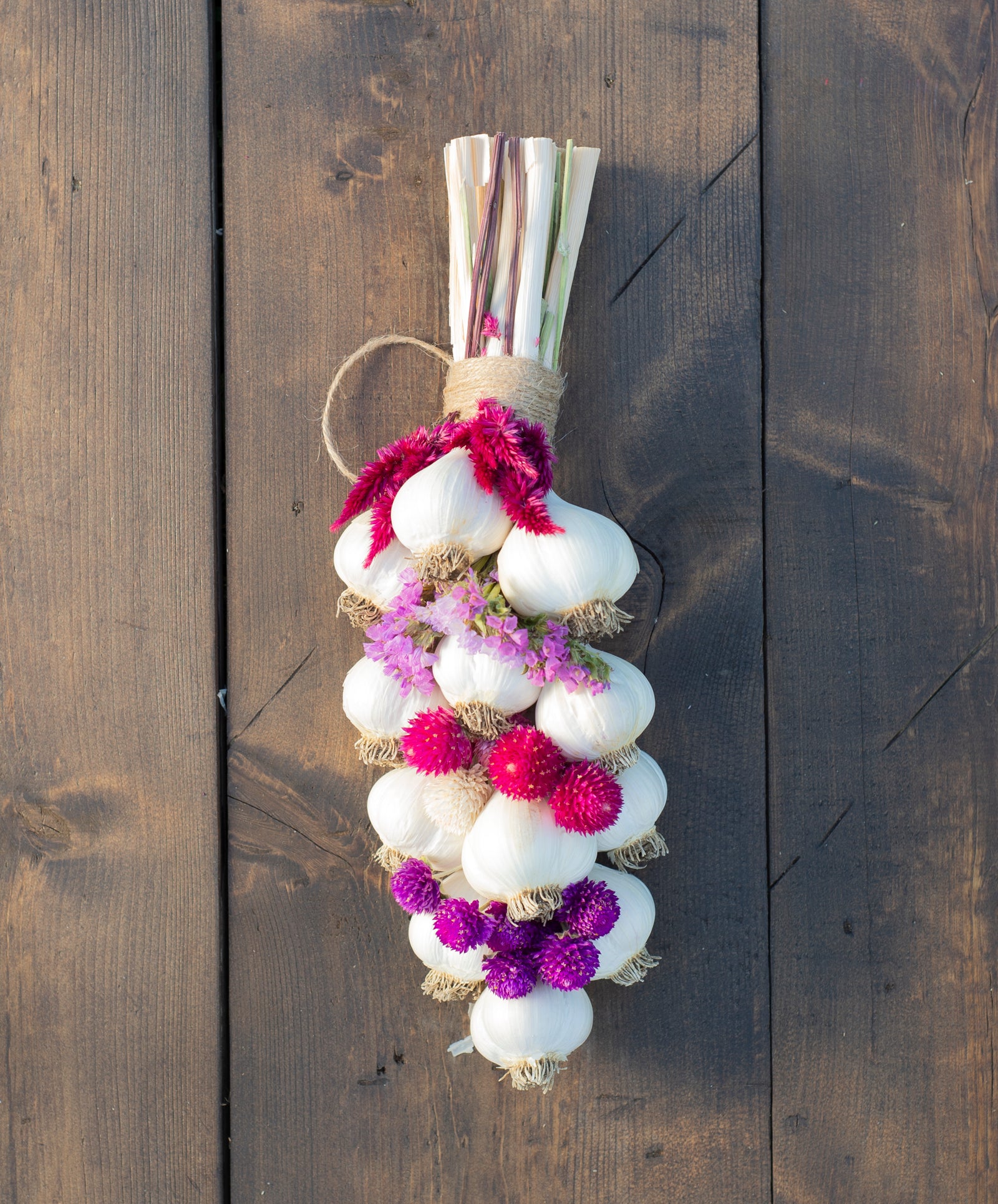 Garlic Braid with Dried Flowers