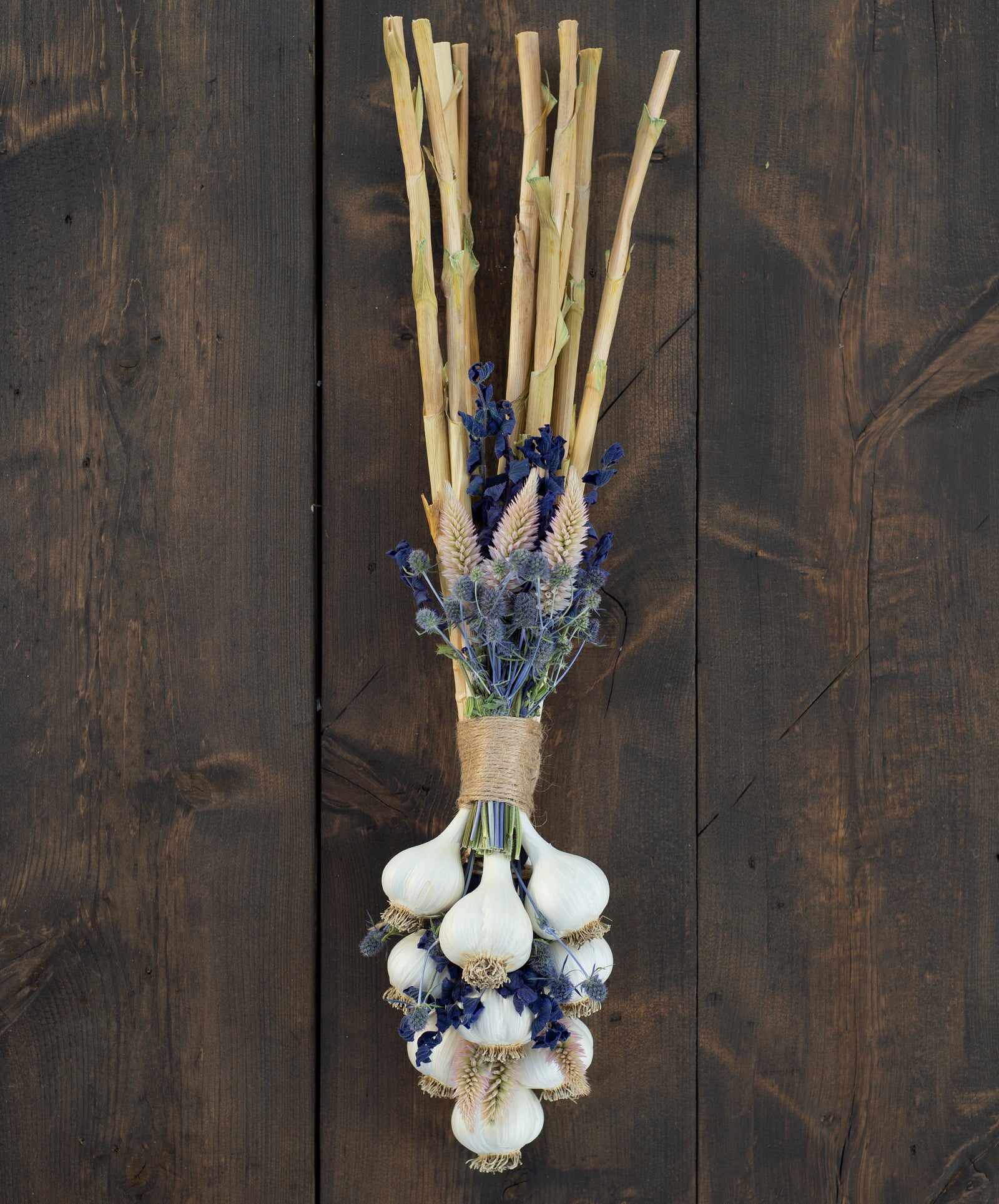 Garlic Braid with Dried Flowers