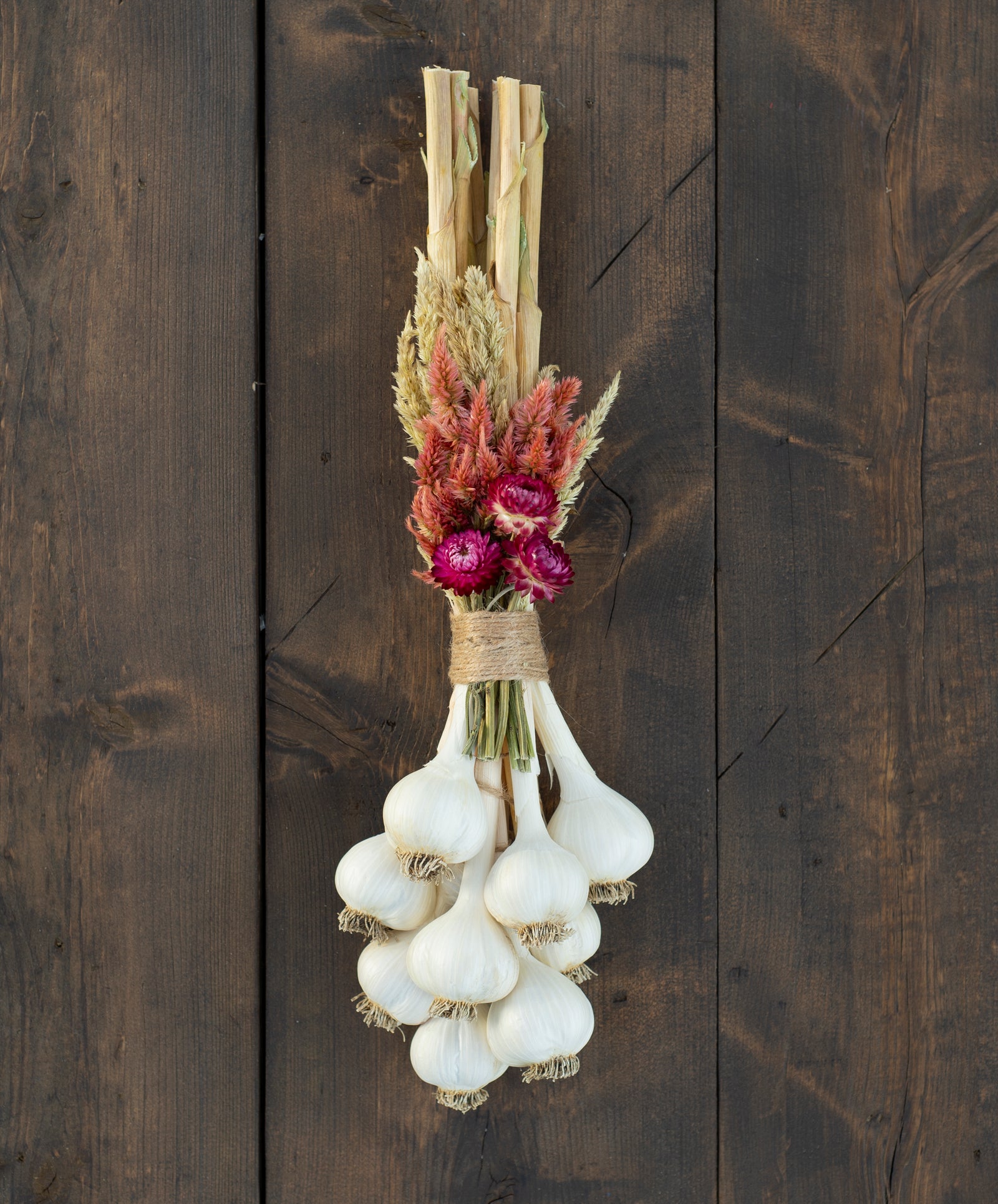 Garlic Braid with Dried Flowers