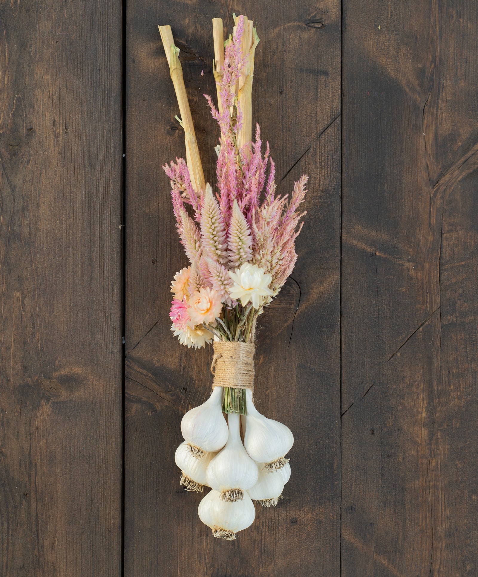 Garlic Braid with Dried Flowers