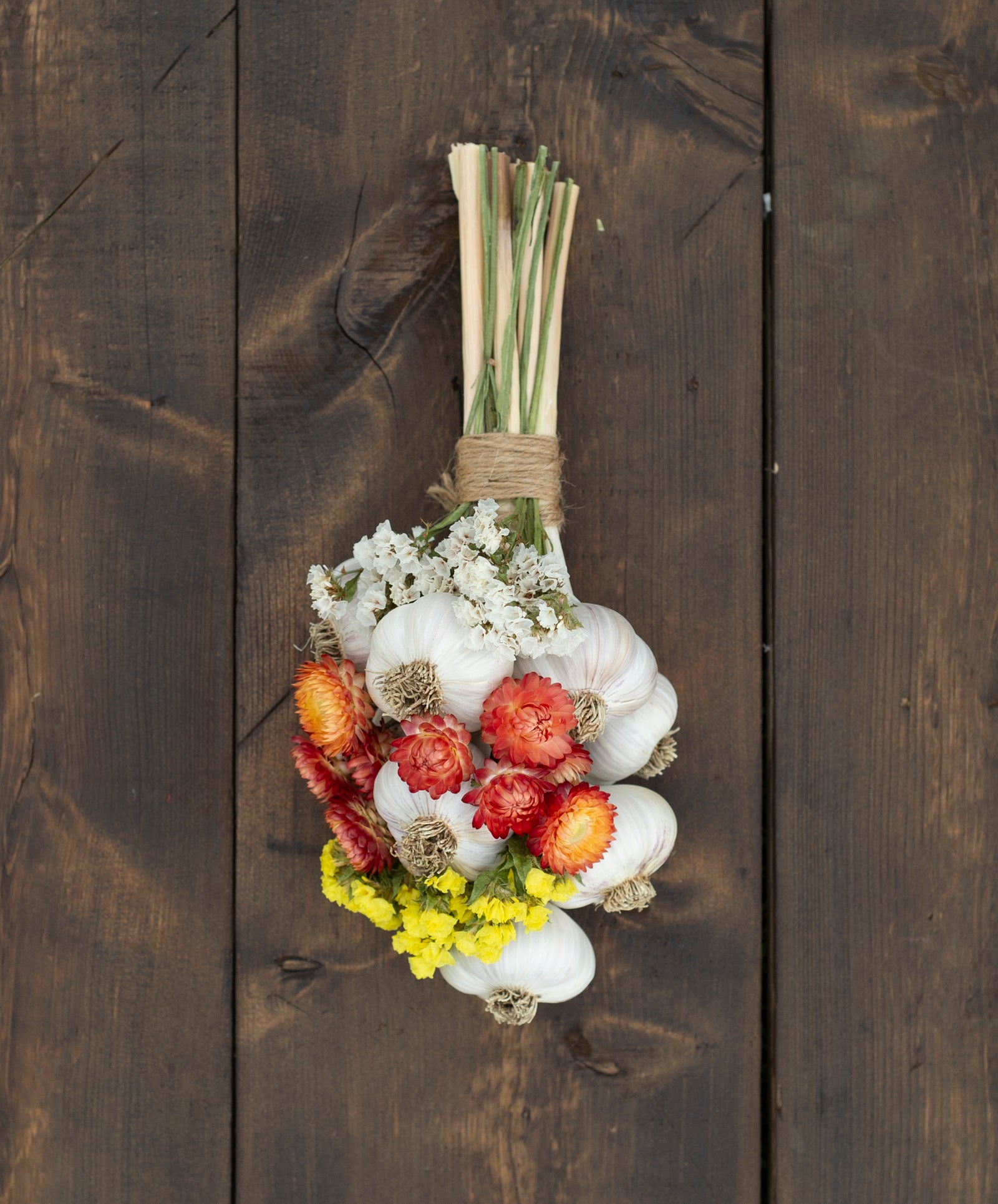 Garlic Braid with Dried Flowers