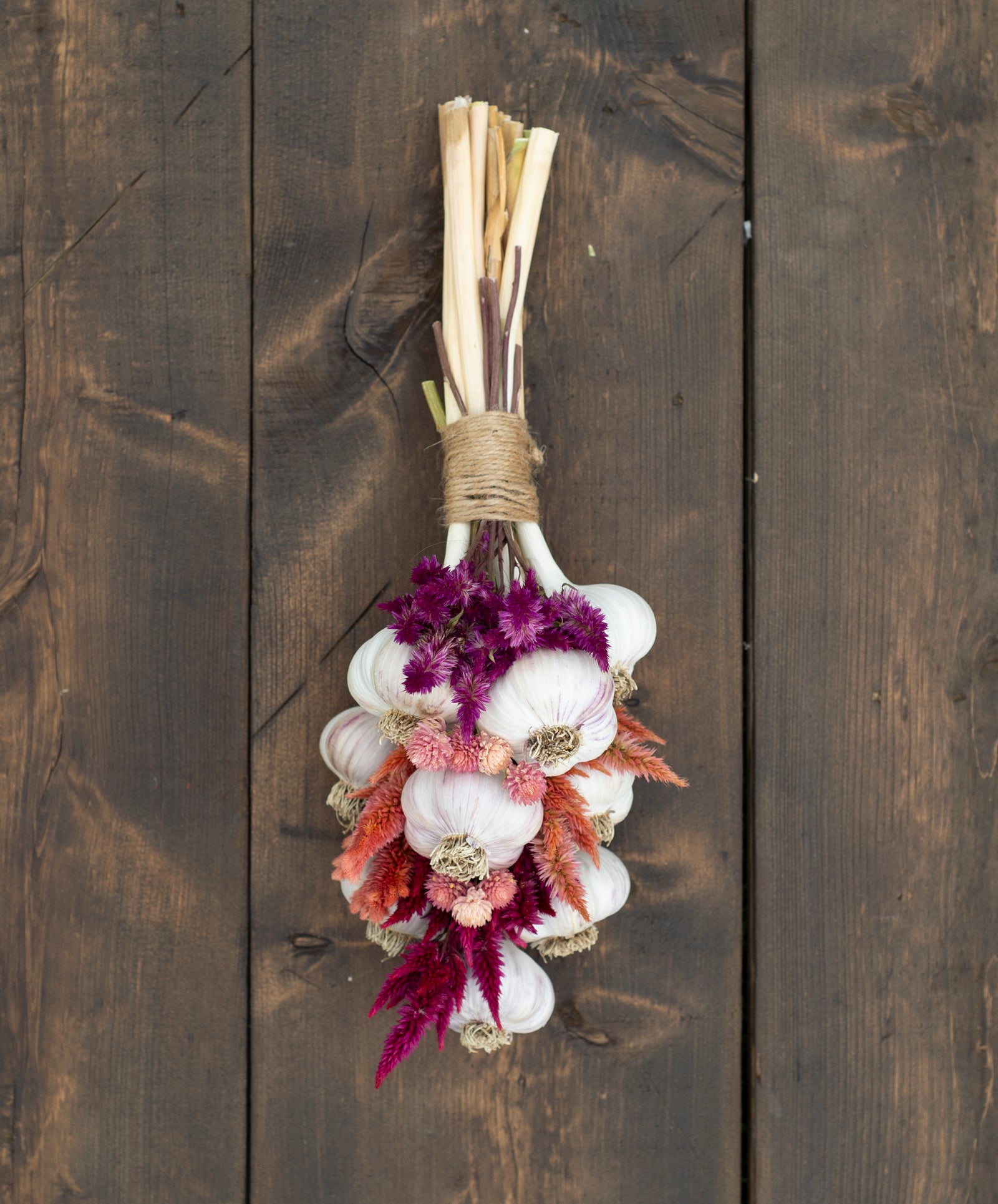 Garlic Braid with Dried Flowers