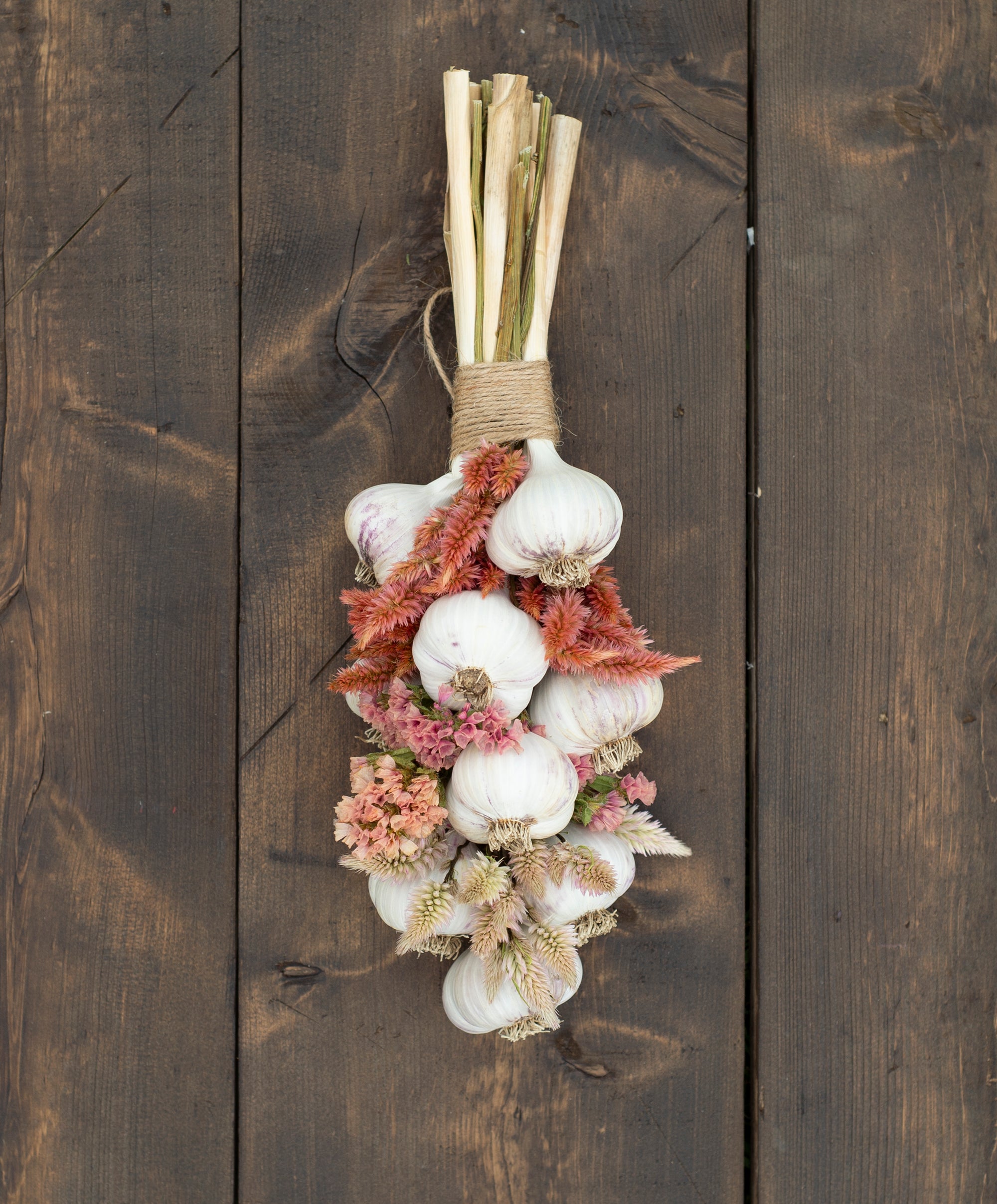 Garlic Braid with Dried Flowers