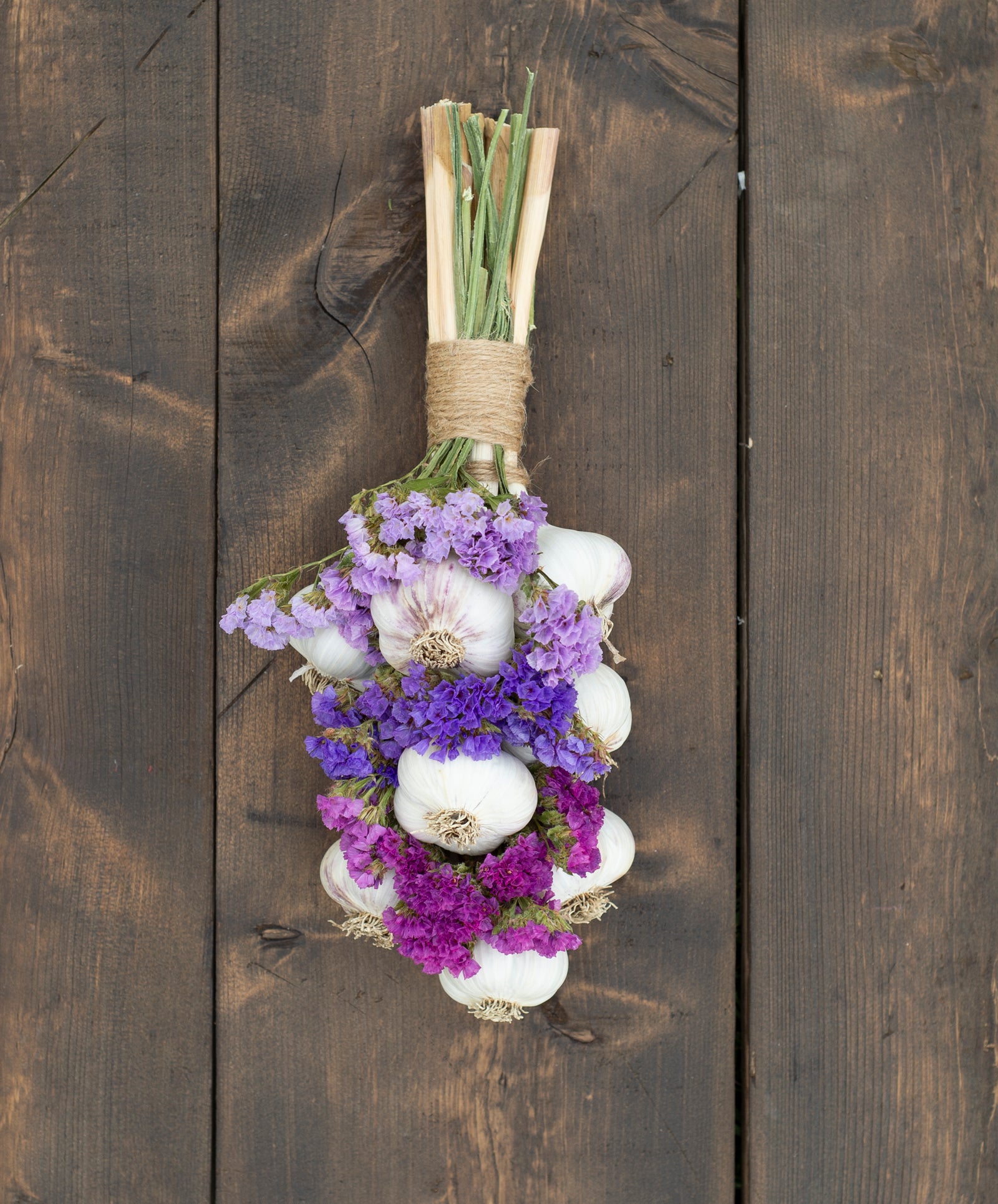 Garlic Braid with Dried Flowers