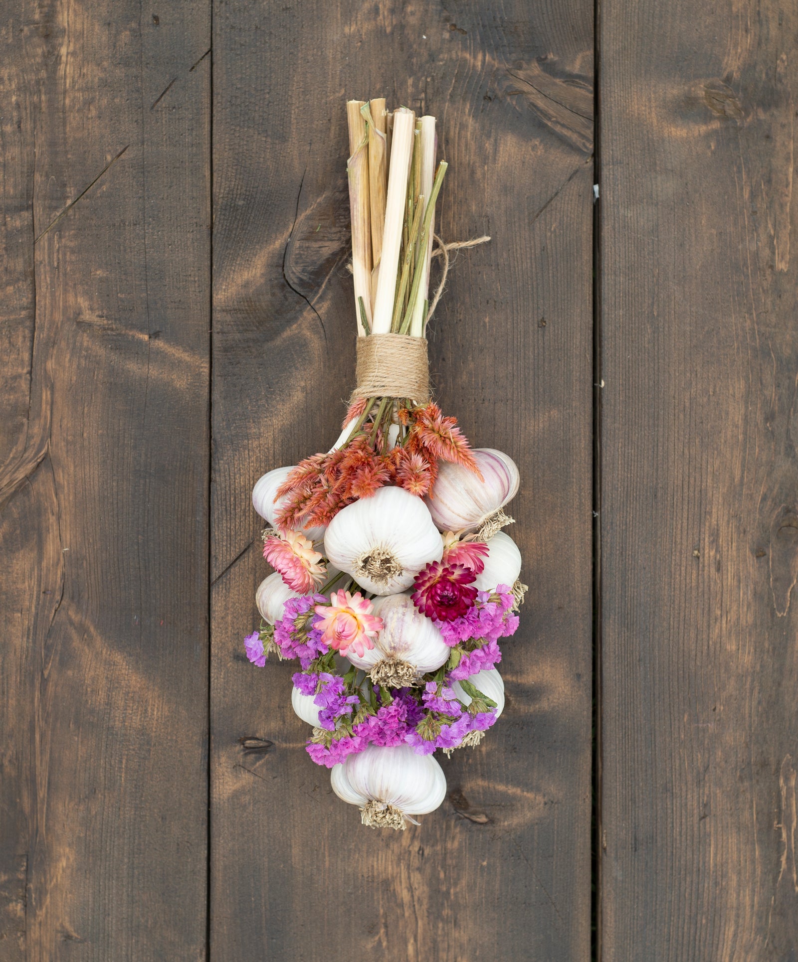Garlic Braid with Dried Flowers