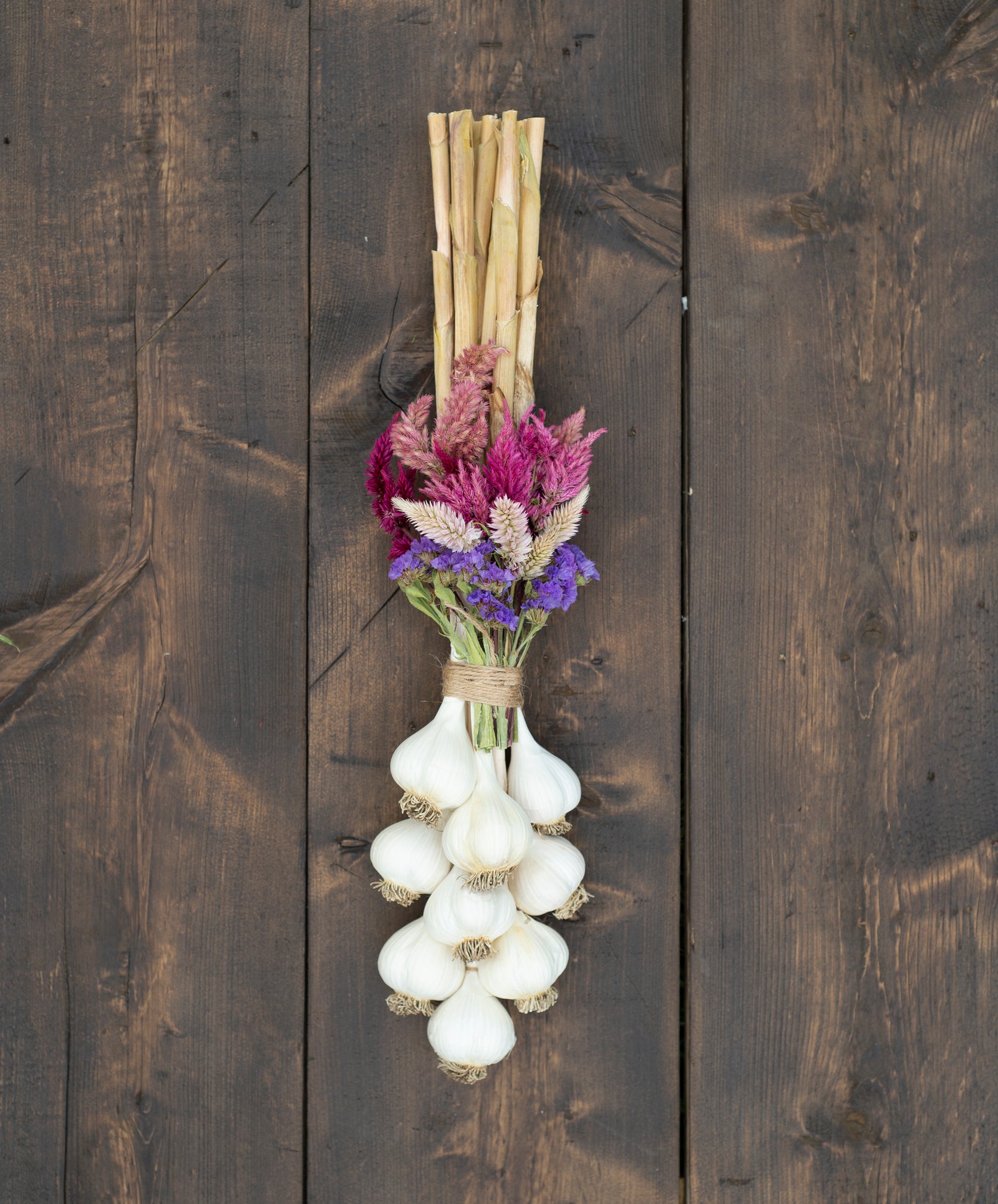 Garlic Braid with Dried Flowers