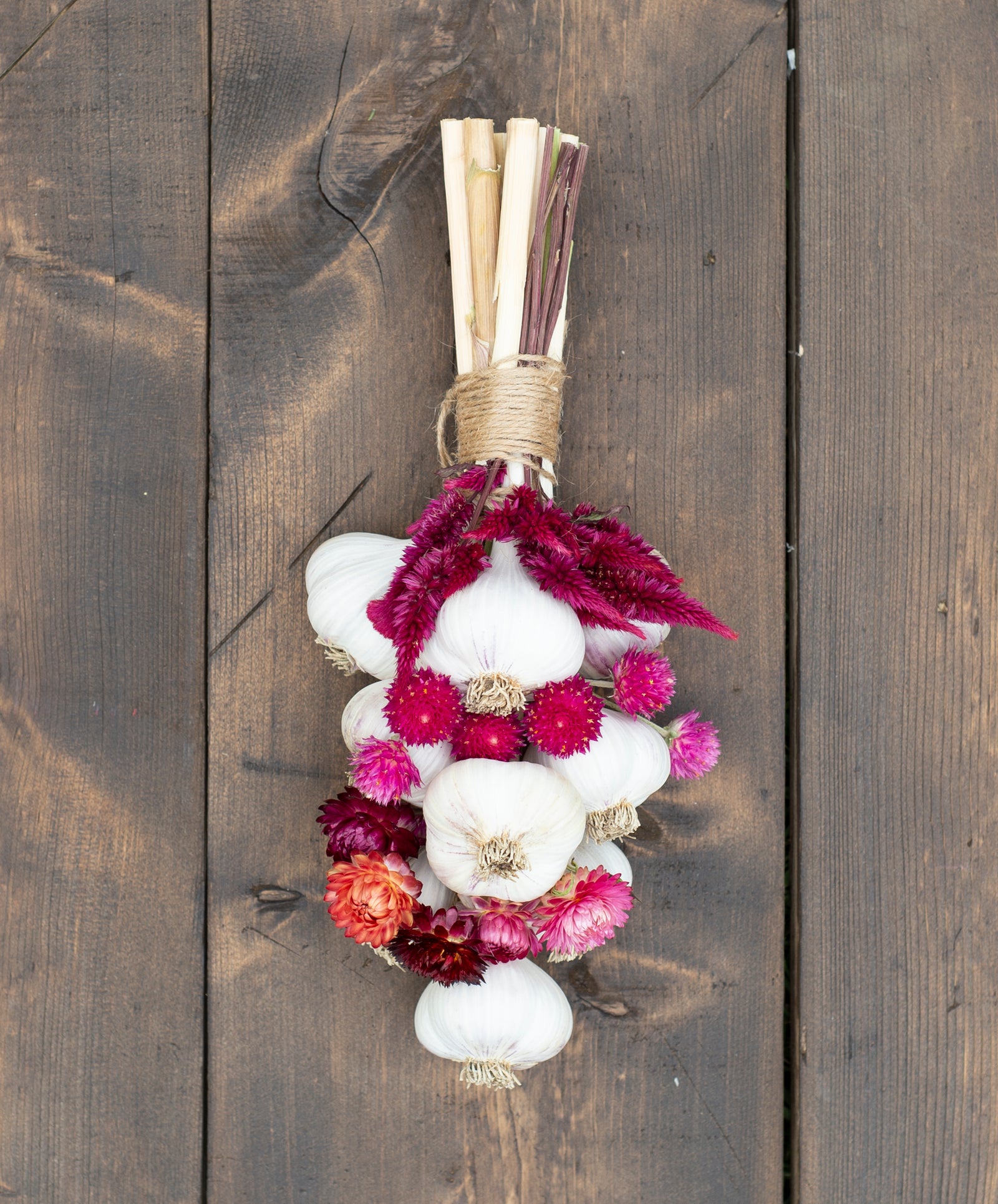 Garlic Braid with Dried Flowers