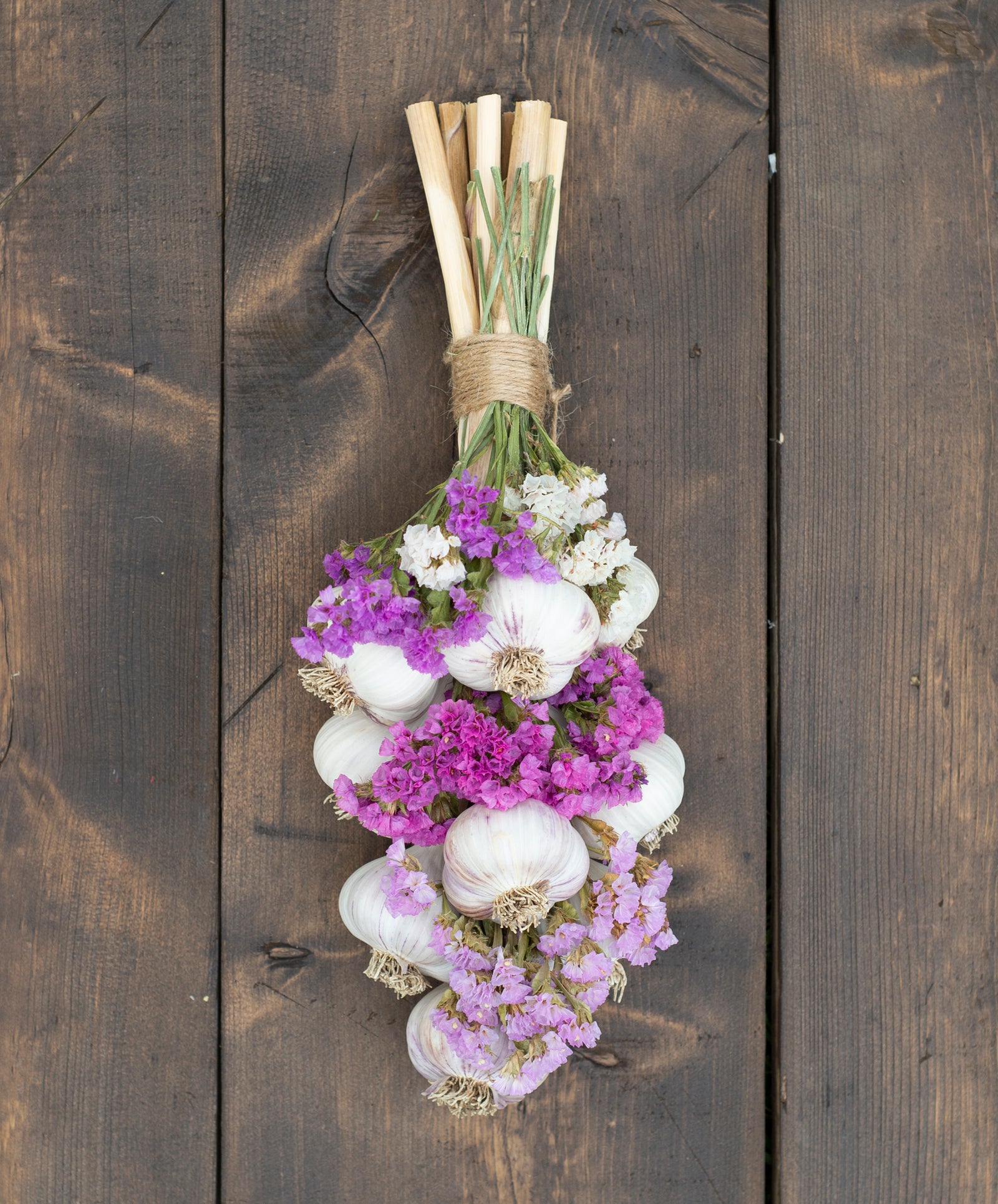 Garlic Braid with Dried Flowers