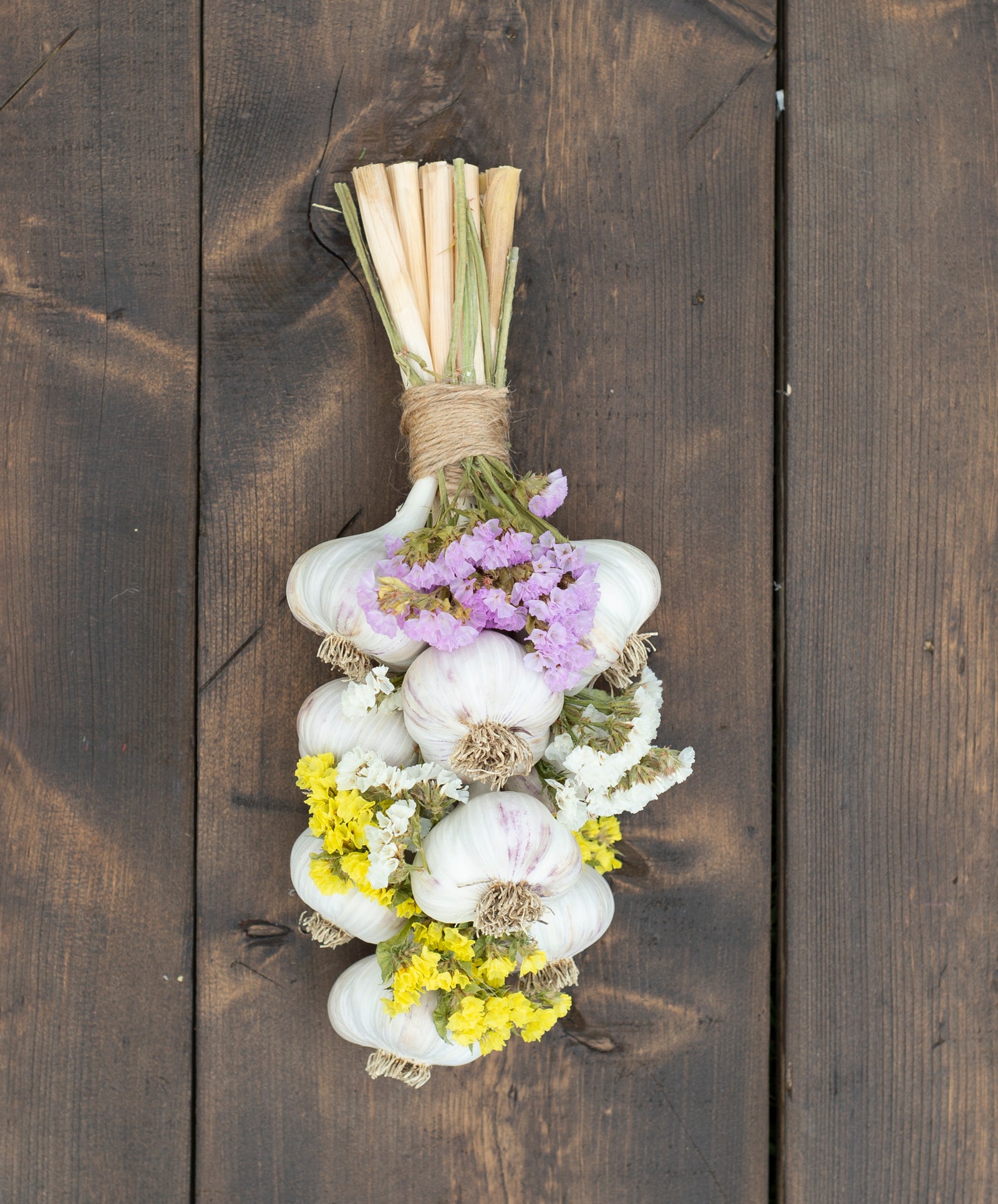Garlic Braid with Dried Flowers