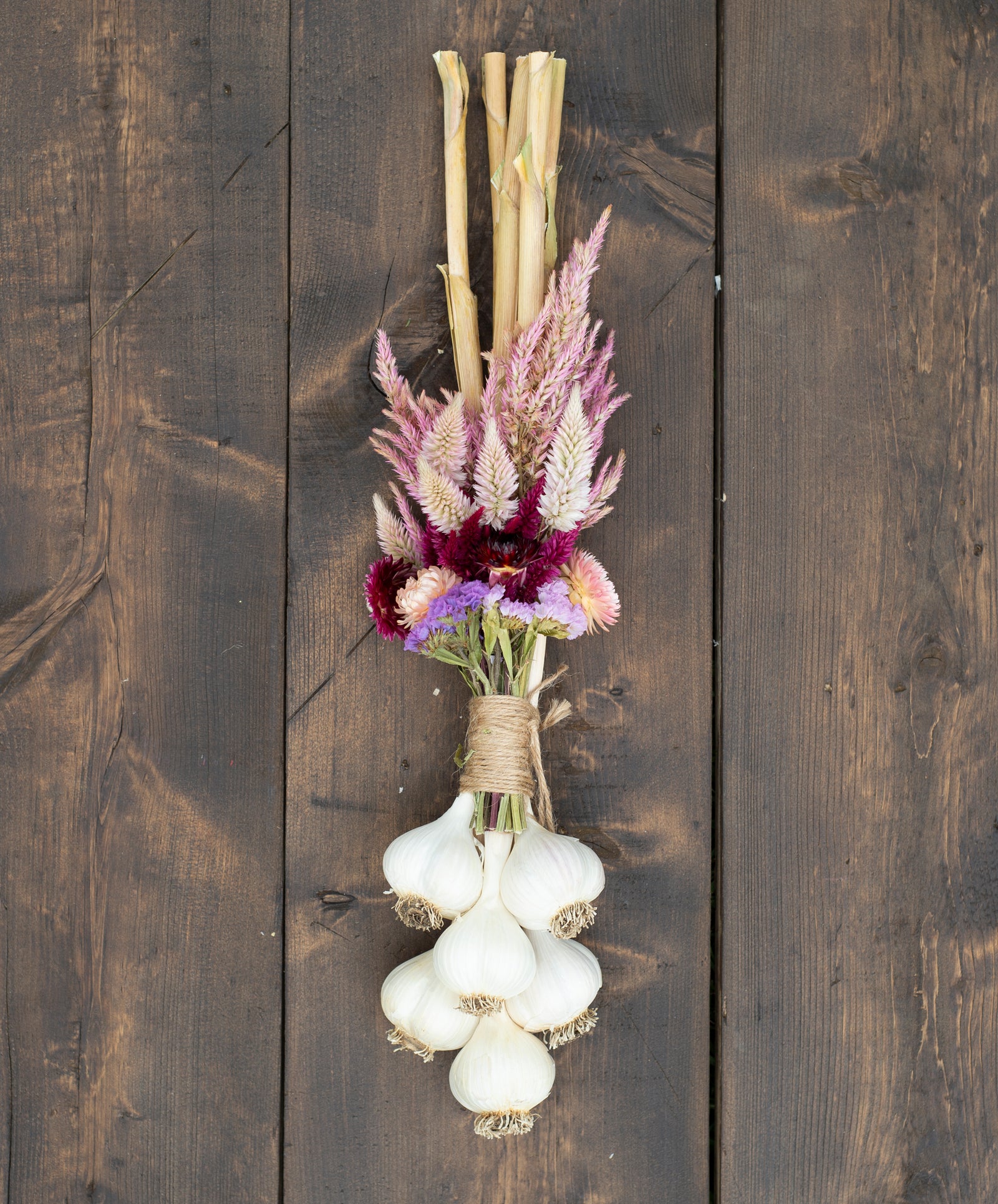 Garlic Braid with Dried Flowers